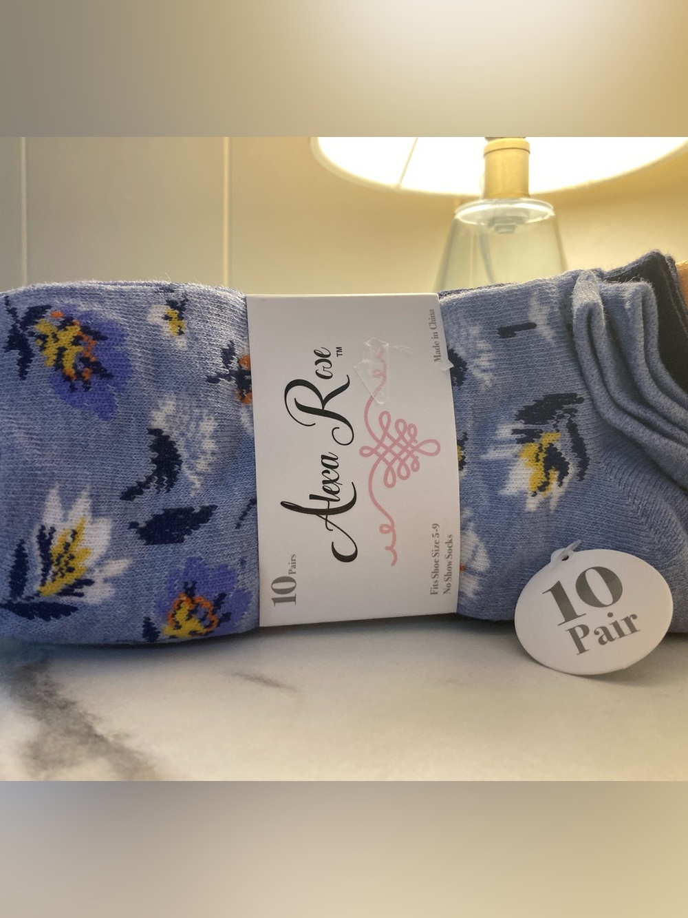 Women's 10-Pack Socks - Blues & patterned